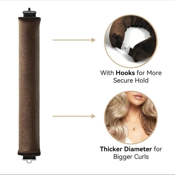 Set of 6 Velvet No Heat Hair Rollers, Fawn Brown, Heatless Curlers set overnight - Picture 6 of 8